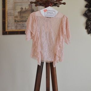 Zara Pink sheer lace top